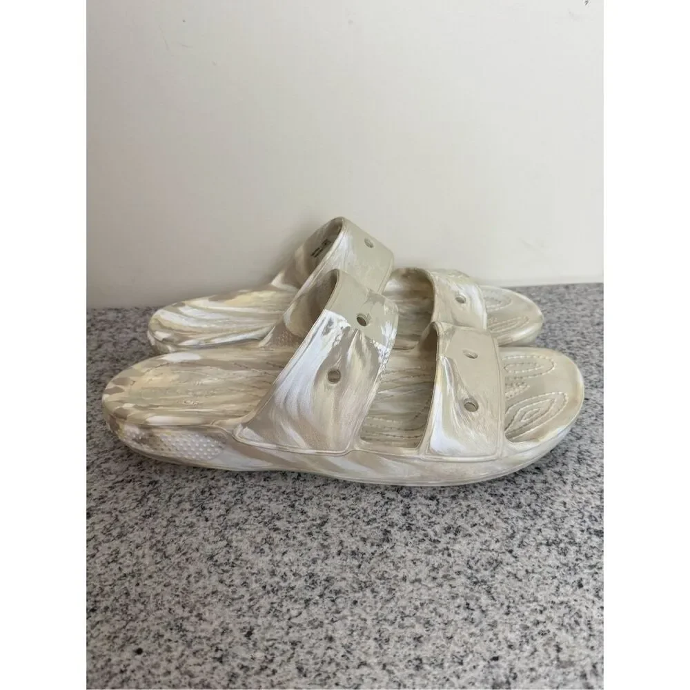 Crocs Classic Marble Sandals Tie Dye Unisex Bone Color New Mens 9 Womens 11 Wate